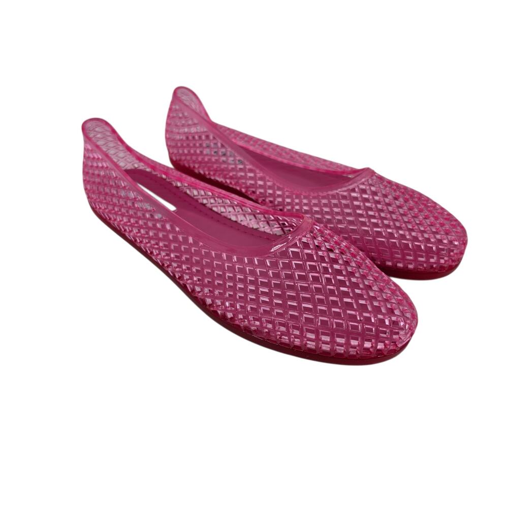 Steve Madden Pink Gyzmo Woven Jelly Round Toe Slip On Retro Ballet Flats Size 8